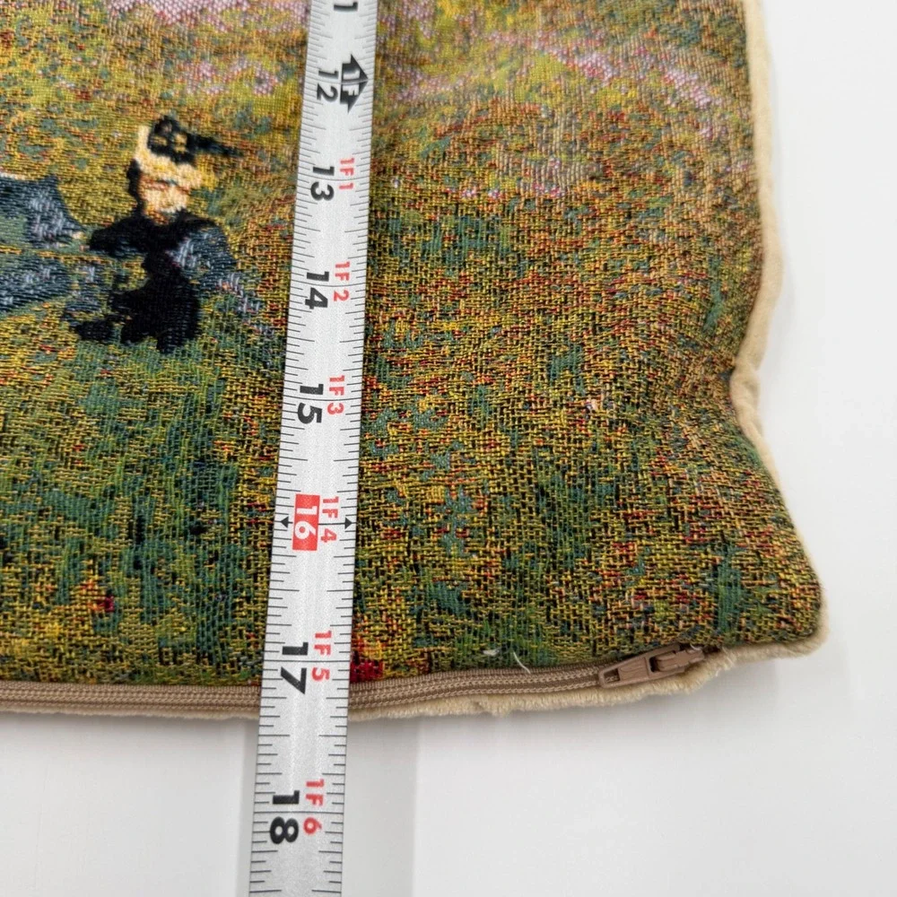 Metrax-Craye Monet Coquelicots Tapestry Pillow Cover 18x18 Made in Belgium
